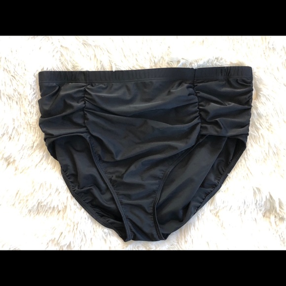 New w/tags BOUTIQUE SWIMWEAR BLACK ROUGED BOTTOMS - Picture 6 of 9